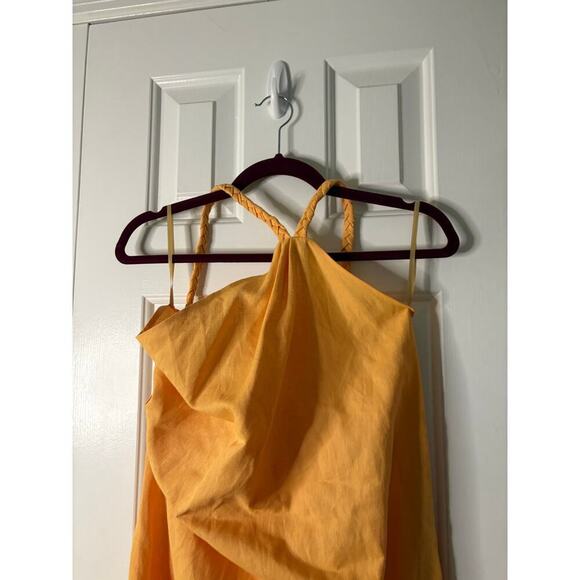 Labeca orange linen midi dress size m/l - Picture 3 of 9